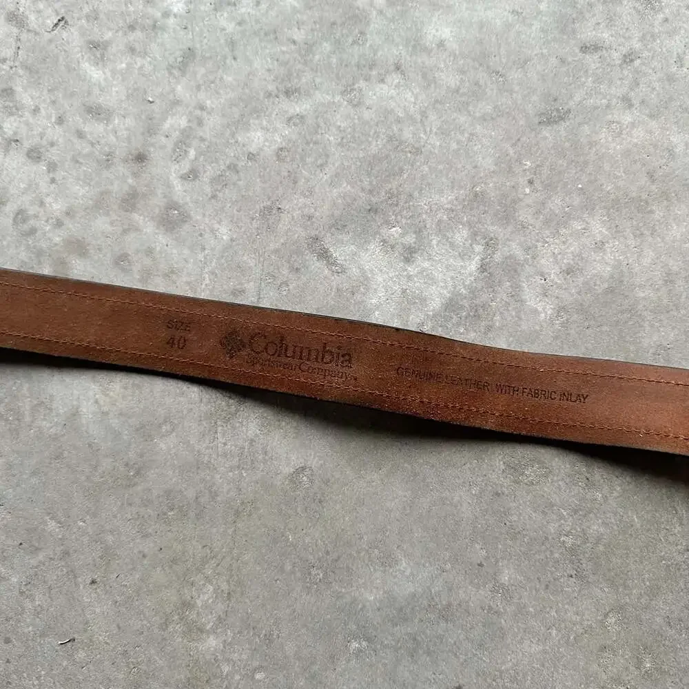 Columbia Sportswear Men's Brown Genuine Leather Belt with Fabric Inlay